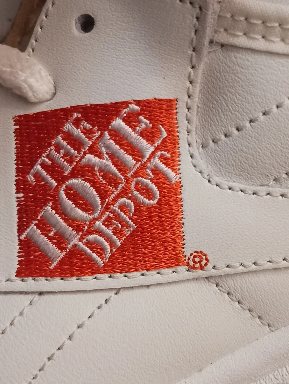 Rare HOME DEPOT Leather Hi-Top Sneakers Embroidered Sz Big Kid 5 & 5.5 NWOB Read
